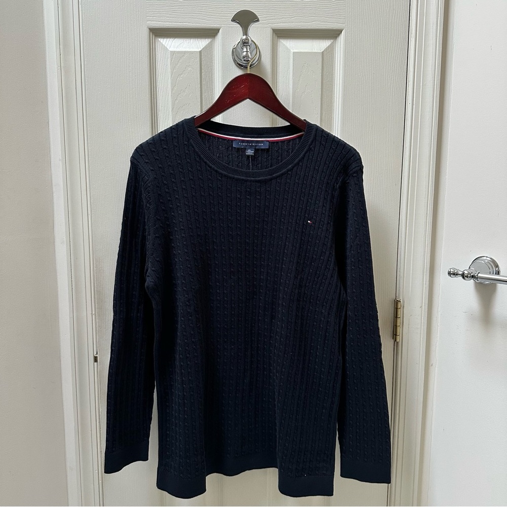 NWT Tommy Hilfiger Navy Cable Knit Cotton Sweater Size XXL